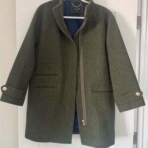 J. Crew Olive Green Coat with Navy Lining